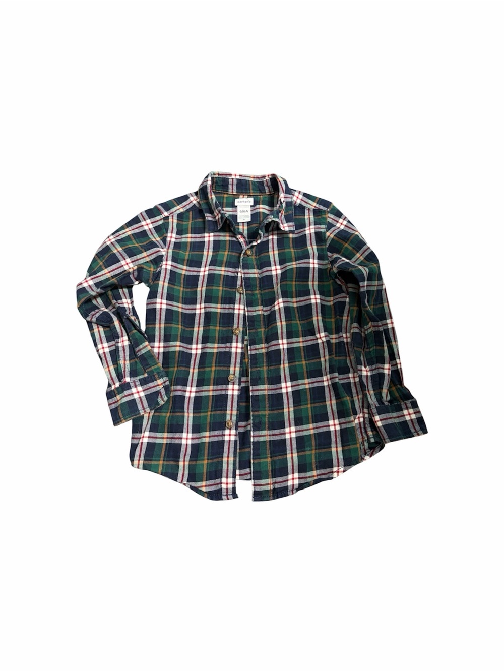 Carter's Green Navy Plaid Button-Down Shirt